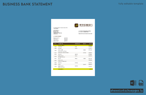 Changshu Rural Commercial Bank – Beispiel eines Firmenkontoauszugs (Word- und PDF-Datei)